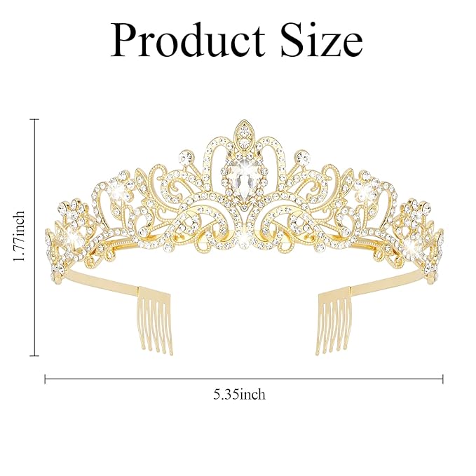 Jaciya Gold Tiara Crowns for Women 8 PCS Princess Tiaras Queen Crowns with Combs for Birthday Wedding Prom Halloween Costume
