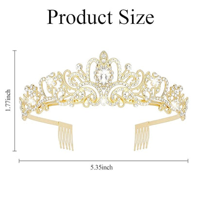Jaciya Gold Tiara Crowns for Women 8 PCS Princess Tiaras Queen Crowns with Combs for Birthday Wedding Prom Halloween Costume
