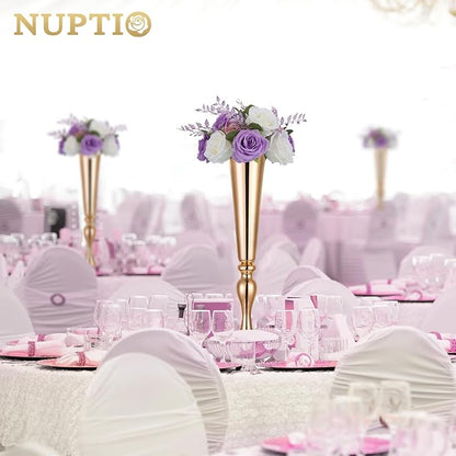 NUPTIO Flower Balls for Centerpieces Wedding: 2 Pcs 9.4 inch Diameter Light Purple & White Artificial Flower Ball Arrangement Bouquet Centerpiece for Tables - Fake Rose Flowers for Wedding Decor