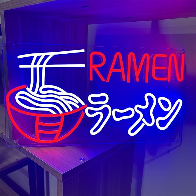 Ramen Neon Sign Japanese Noodles Neon Light for Wall Decor Dimmable LED Ramen Light Up Signs USB Powered Food Shop Neon Signs for Restaurant Store Kitchen Home Bar Dinning Room Christmas