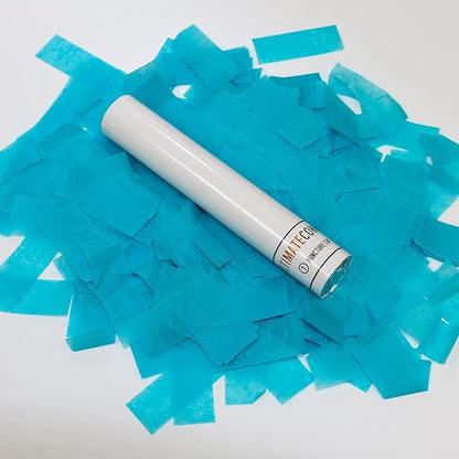 Ultimate Confetti Flick Stick Launcher - Handheld 6"Confetti-Launcher Wand, Flick to Launch Biodegradable Tissue Confetti (Turquoise, 8 Confettis Launchers Tubes, 2 Handful of Confeti per Wand, 1.5oz)