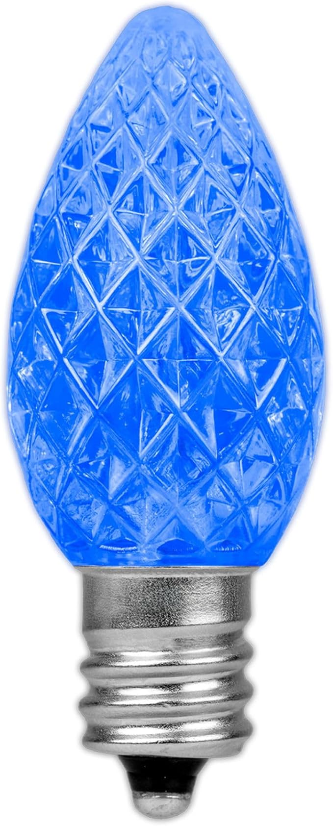 Novelty Lights 25pk Blue C7 LED Faceted Christmas Light Replacement Bulbs, Ultra Bright Dimmable Replacement Lamps for Indoor/Outdoor Light Strings