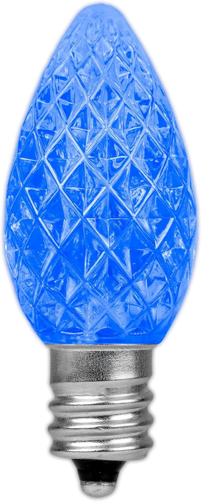 Novelty Lights 25pk Blue C7 LED Faceted Christmas Light Replacement Bulbs, Ultra Bright Dimmable Replacement Lamps for Indoor/Outdoor Light Strings