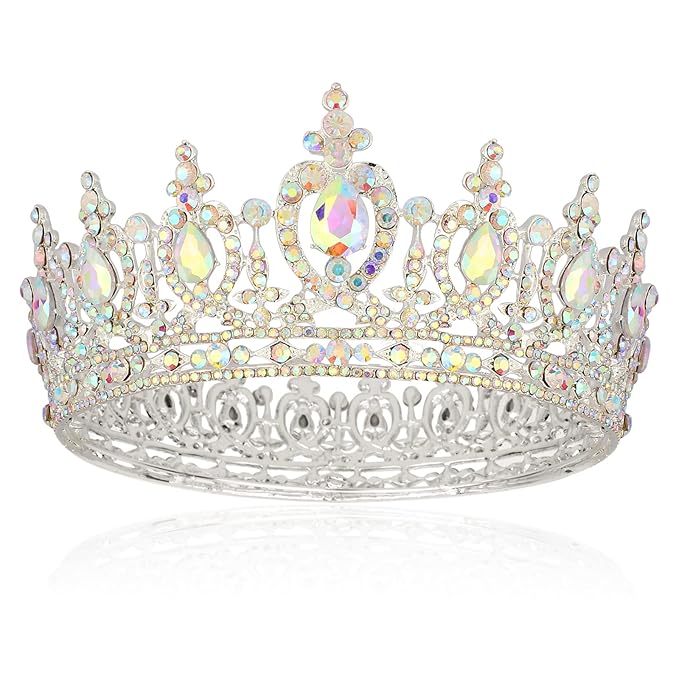 COCIDE Queen Crown for Women Crystal Tiara and Crown for Girl Rhinestones Hair Accessories for Wedding Bride Birthday Party Prom Bridal Bridesmaid (Aurora Borealis + Silver Tiara)