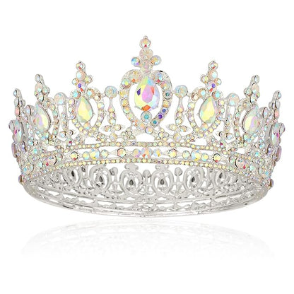 COCIDE Queen Crown for Women Crystal Tiara and Crown for Girl Rhinestones Hair Accessories for Wedding Bride Birthday Party Prom Bridal Bridesmaid (Aurora Borealis + Silver Tiara)