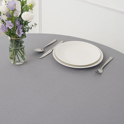 maxmill Round Textured Tablecloth Spill-Proof Wrinkle Free Soft Jacquard Table Cloth for Circular Table Cover, for Dining Room Buffet Banquet Parties Holiday Dinner, 70 Inch Light Grey