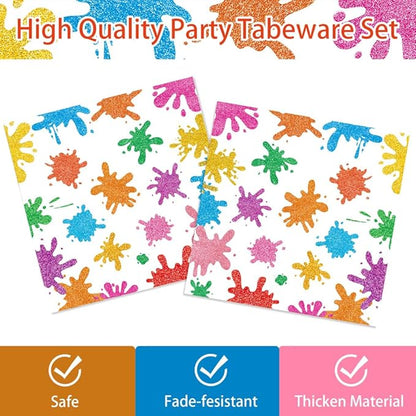 140PCS Paint Splatter Party Decorations, Painting Party Tableware Set Plates,Napkins,Cups for Art Painting Party Supplies Birthday Baby Shower Decorations