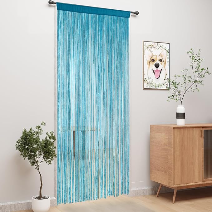 YIIBAII Door String Curtains Fringe Door Curtains for Doorways Window Room Decoration Living Room Divider(39"x79", Blue)
