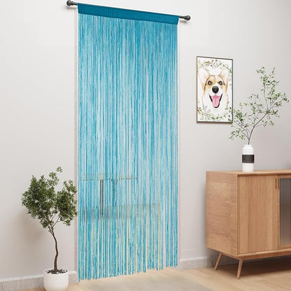 YIIBAII Door String Curtains Fringe Door Curtains for Doorways Window Room Decoration Living Room Divider(39"x79", Blue)