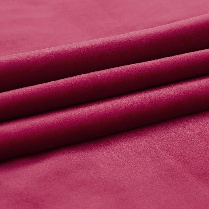 PRIMROSE Red Curtains 84 inch for Living Room Velvet Drapes Blackout Rod Pocket Back Tab Window Treatment Semi Room Darkening Decor Curtains for Bedroom Set of 2 Panels