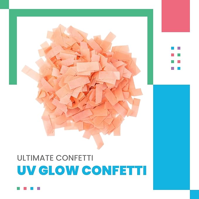UV Glow Biodegradable Tissue Confetti, Orange Color – Ultimate Confetti Fluttering Tissue Paper for Confetti Cannon and Launcher Use, Table Decorations, and More (20 Handfuls per Bag, 1 lb)