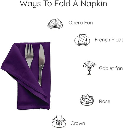 Encasa XO Purple Cloth Napkins Set of 12, 17"x17" | Solid Color Cotton Dinner Napkins | Washable & Reusable Napkins for Dining Table Fall Decoration, Holiday & Christmas Festivals