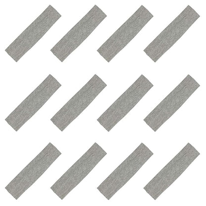 Kenz Laurenz Soft and Stretchy Elastic Cotton Headbands, Pack of 12, Light Grey