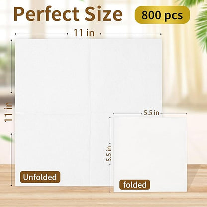 Cocktail Napkins - 800 Count 2-Ply White Napkins Disposable, 4.5 x 4.5 Inch Folded Paper Napkins Bulk Beverage Napkins for Dinner Wedding Bar Party and Everyday Use