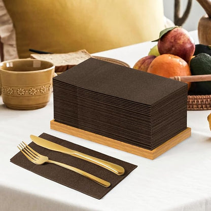 KAMMAK Napkins Disposable Coffee Cloth like Dinner Paper Napkins with Pocket 100 Pack Folded Luncheon Napkins Wedding Reception Bathroom Guest Hand Towel for Party Decoration, Kitchen,16.5 x 16.5 inch