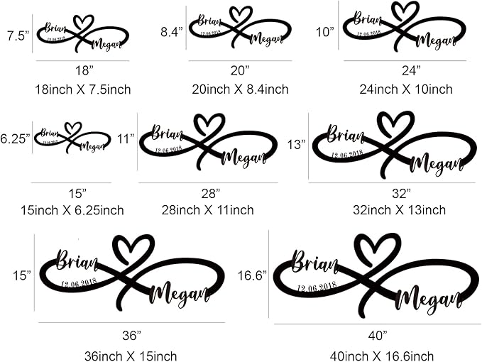 Custom Infinity Metal Sign, Infinity Heart Wall Decor Love Sign Plaque, Anniversary Valentines Day Gifts, Couple Name Sign, Wedding sign.