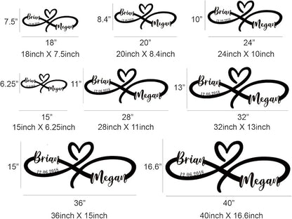 Custom Infinity Metal Sign, Infinity Heart Wall Decor Love Sign Plaque, Anniversary Valentines Day Gifts, Couple Name Sign, Wedding sign.