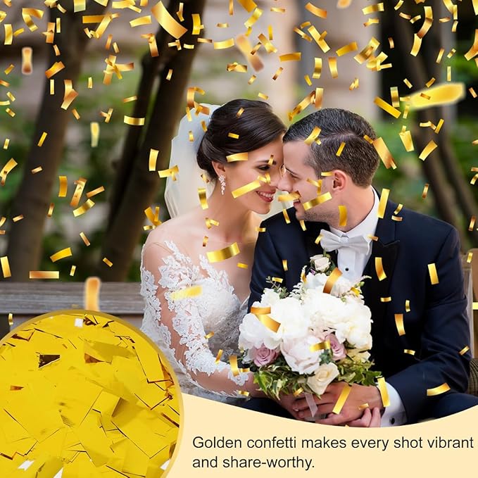 Gold Confetti Cannon Set 12 inch | 5-Pack Party Poppers for Weddings, Anniversary, Graduations, and Joyful Gatherings.