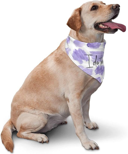 I Do Too Dog Wedding Bandana,Wedding Photo Prop for Dog Lover Pet Scarf AccessoriesMarried Puppy Pet Bandanas Engagement Announcement Gifts (Purple Color Block)
