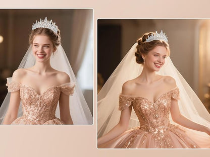 Kamirola Tiaras and Crowns for Women,Tiaras Earrings Necklace, Crystal Bridal Jewelry Set (TR48)