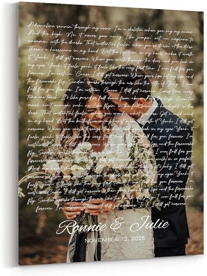 GABITA Personalized Wall Art for Couples, Anniversary Canvas for Couple Parent Grandparent, Our First Dance Canvas Poster, Vinyl Record Wedding Song Lyrics for Anniversary Keepsake 4