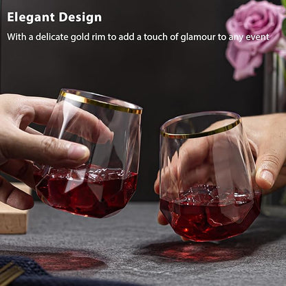 40 Pack Plastic Wine Glasses, 12Oz Origami Disposable Wine Glasses Unbreakable Clear Plastic Cocktail Glasses Recyclable Shatterproof Reusable Wine Cups (12oz-40pack)