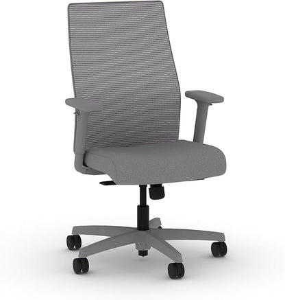 HON Ignition 2.0 Mid Back Task Chair, Standard Synchro-Tilt Control, Office Chair with Lumbar Support, Height and Width Adjustable Arms, Titanium Frame, Frost
