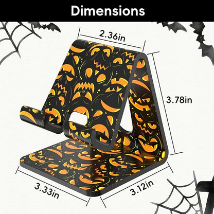 Crpich Acrylic Cell Phone Stand, Portable Phone Holder, Phone Stand for Desk, Compatible with Phone16 15 14 13 12 Pro Max Mini 11 Xr 8 Plus SE, Switch, Android Smartphone, Pad, Tablet, Pumpkin Print