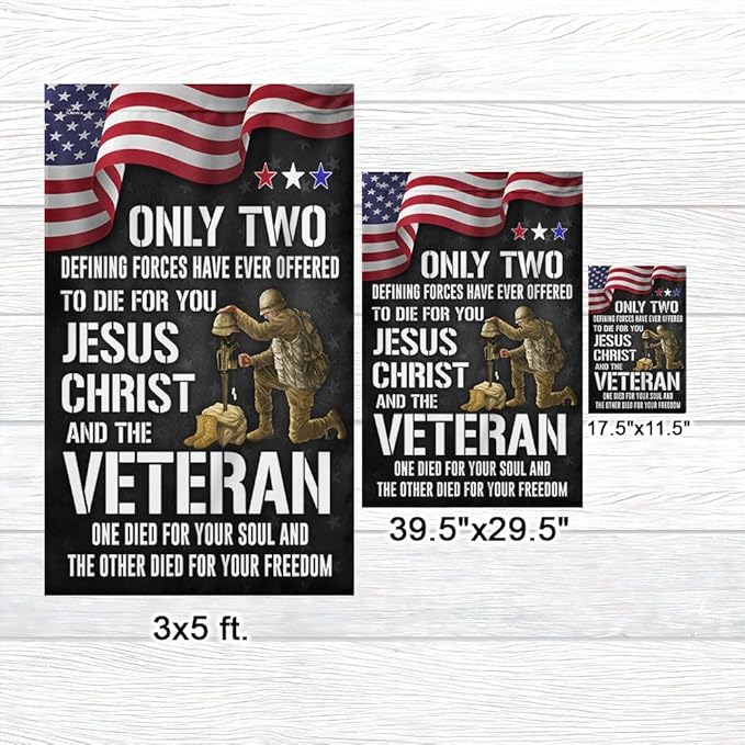 FLAGWIX American Flag - Veteran Flag Only Two Defining Forces Have Ever Offered To Die For You MLN2751F, House Flag (29.5" x 39.5") - USA Flags Premium Polyester - Decorative Indoor Outdoor Flag