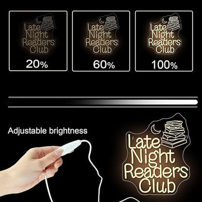 NOSUN Late Night Readers Club Neon Sign Reader Club Neon Light,Led Hanging Read Room Sign,Library Welcome Door Neon Sign,Pink Night Light,Gift for Book Enthusiast Reading Enthusiasts