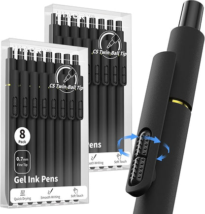 16 Pcs Gel Pens - 0.7mm Fine Point Smooth Writing Fidget Pens, Quick-Dry Long Lasting Black Ink, Office & School Supplies Men Women Student (16 Count, Black Ink)