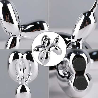 Silver Balloon Dog - Animal & Modern Sculpture Decor for Bedroom, Office & Preppy Room