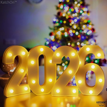 KatchOn, LED Light Up Numbers 2026-8.2 Inch, Light Up 2026 Sign | 2026 Number Light Up Sign for Happy Happy New Year Decorations 2026 | LED Happy New Year 2026 Sign