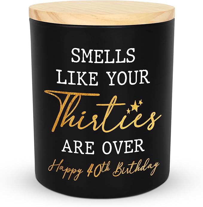 Christmas 40th Birthday Gifts Men Women - Forty Vanilla Lavender Candle 10oz - 1985 40th Birthday Decorations for Men Women, 40 Year Old Bday Gifts for Friend Sister Wife Husband