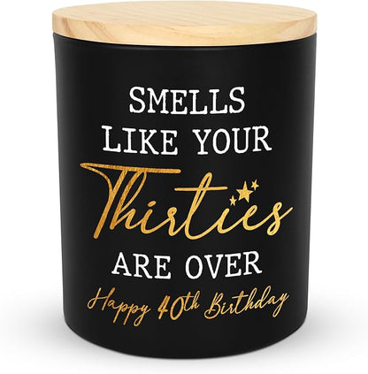 Christmas 40th Birthday Gifts Men Women - Forty Vanilla Lavender Candle 10oz - 1985 40th Birthday Decorations for Men Women, 40 Year Old Bday Gifts for Friend Sister Wife Husband