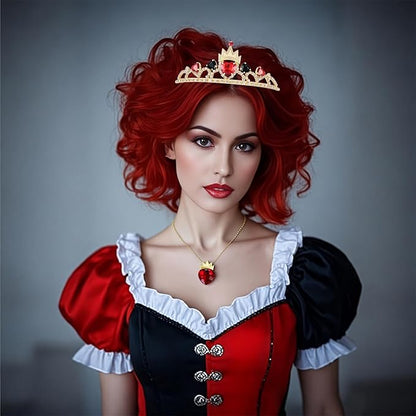 Descendant Red Crown with Black Hearts Jewelry Set Descendant 4 Rise of Red Cosplay Headband for Women Decoration