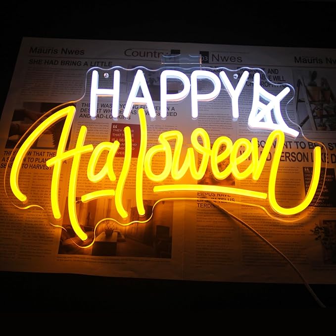 Neon Sign LED Lights - Spider Web Neon Light Signs for Spooky Wall Decor - Halloween House Party Restaurant Decor