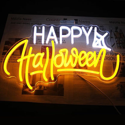 Neon Sign LED Lights - Spider Web Neon Light Signs for Spooky Wall Decor - Halloween House Party Restaurant Decor