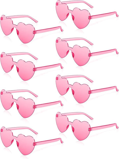 8 Pairs Heart Sunglasses for Women Bulk Transparent Pink Heart Shaped Sunglasses Bachelorette Party Glasses Fun Glasses for Party Favor to Add A Splash of Fun And Style