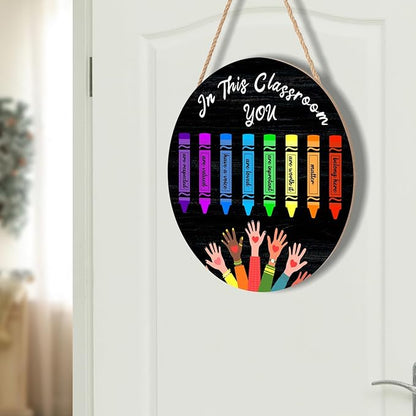 Welcome Sign for Classroom Door Decorations In This Classroom Welcome Door Hanger Sign Teacher Wooden Sign 12”x12” Classroom Welcome Door Sign for Elementary School Teacher Supplies
