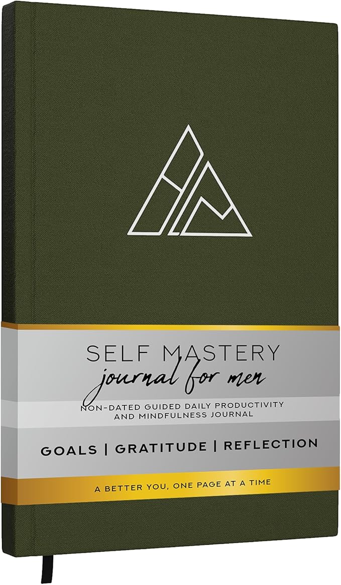 Self-Mastery Journal for Men - Gratitude Journal – 5 Minute Journals - Reflection Manifestation Journal for Mindfulness – Goal/Guided Gratitude Journel for Women & Men (Olive)