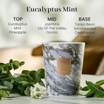 M&SENSE Extra Large Candle 35oz 150H EucalyptusMint Scented, 3 Wick Highly Scented Jar Candles, XL Large Christmas Gift Candle for Women, Long Lasting Burning for Holiday, Thanksgiving, Christmas