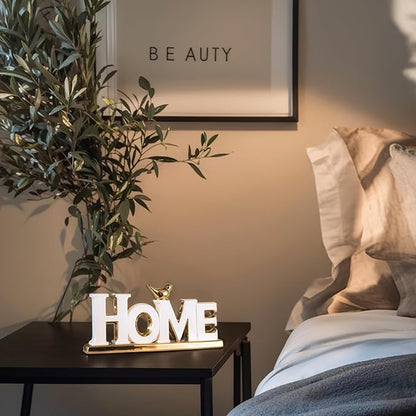 Love Sign Decoration,White and Gold Love Signs for Home Decor Statue,Modern Bird Sculpture Personalized Love Decor,Gold Style Figurine Decorative Ornaments for Living Room,Bedroom,Desktop (Home white)