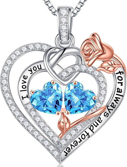 Iefil Christmas Gifts for Wife Women - 925 Sterling Silver Double Birthstone Necklace, Anniversary Birthday Gifts for Women, Jewelry Gift for Wife Girlfriend Mom Her
