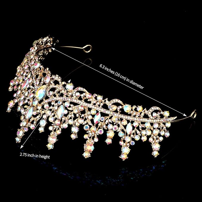 COCIDE Gold Tiara and Crown for Women Crystal Queen Crowns Princess Rhinestone Tiaras for Girl Bride Wedding Hair Accessories for Bridal Birthday Party Prom Halloween Costume Cosplay