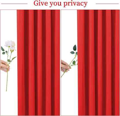 10 Panels Red Backdrop Curtain for Parties Wedding Wrinkle Free Red Photo Curtains Backdrop Drapes Fabric Decoration for Christmas Birthday Party Baby Shower 50ft(W) x 10ft(H)