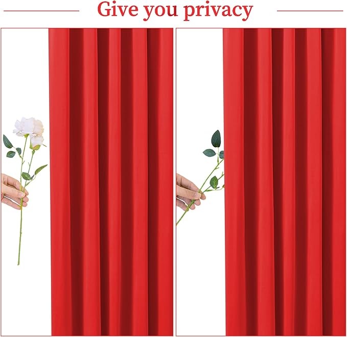 10x10 Red Backdrop Curtain for Parties Wedding Wrinkle Free Red Photo Curtains Backdrop Drapes Fabric Decoration for Birthday Party Baby Shower Christmas 5ft x 10ft,2 Panels