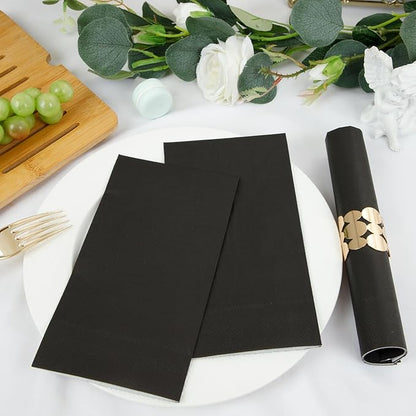 BUCLA 200-Count 3-Ply Disposable Black Napkins - Black Paper Napkins Premium Quality - Halloween Dinner Napkins Soft, Absorbent for Kitchen, Parties, Weddings, Halloween &New Year