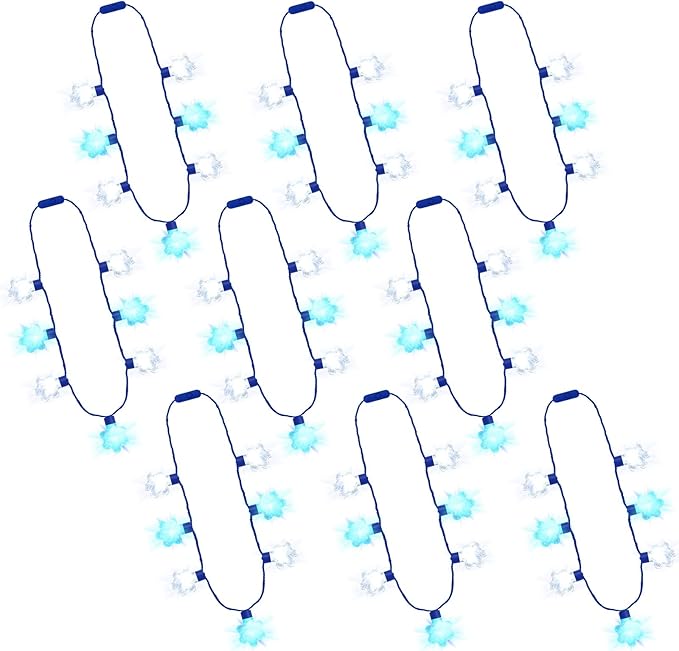 9PCS Light Up Christmas Necklaces, 7 Bulbs Snowflakes Design, 3 Light Modes Glow Christmas Accessories, Xmas Light Up Favors, Wearable Party Supplies, Xmas Theme Ugly Sweater Holiday Decor