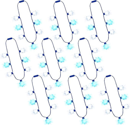 9PCS Light Up Christmas Necklaces, 7 Bulbs Snowflakes Design, 3 Light Modes Glow Christmas Accessories, Xmas Light Up Favors, Wearable Party Supplies, Xmas Theme Ugly Sweater Holiday Decor
